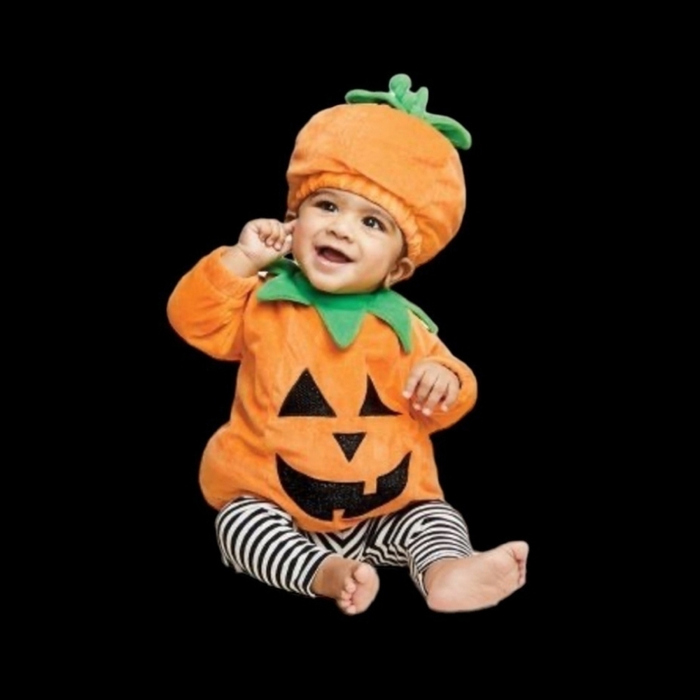 Hyde & EEK! Pumpkin Costume Unisex Baby 0-6M Orange Plush Jack-O-Lantern Set